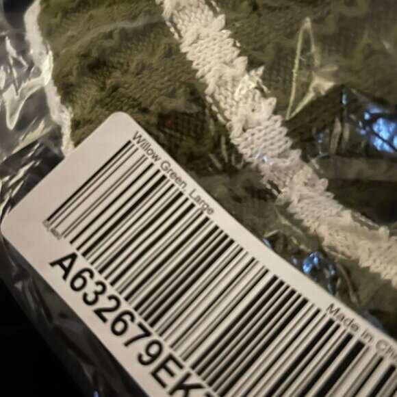 NWOT Joan Rivers Olive Striped Cotton Crochet Sweater Tank L - Picture 11 of 15